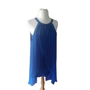 BeBe Bandage Dress Drape Royal Blue Bodycon Sz S New Mini Stretch Sexy Going Out